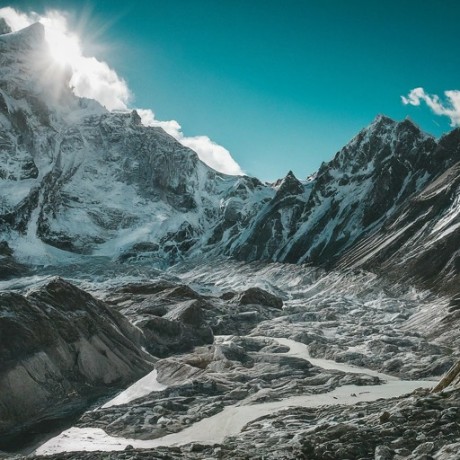 Sunlight Touching the Snowy Mountain Peaks